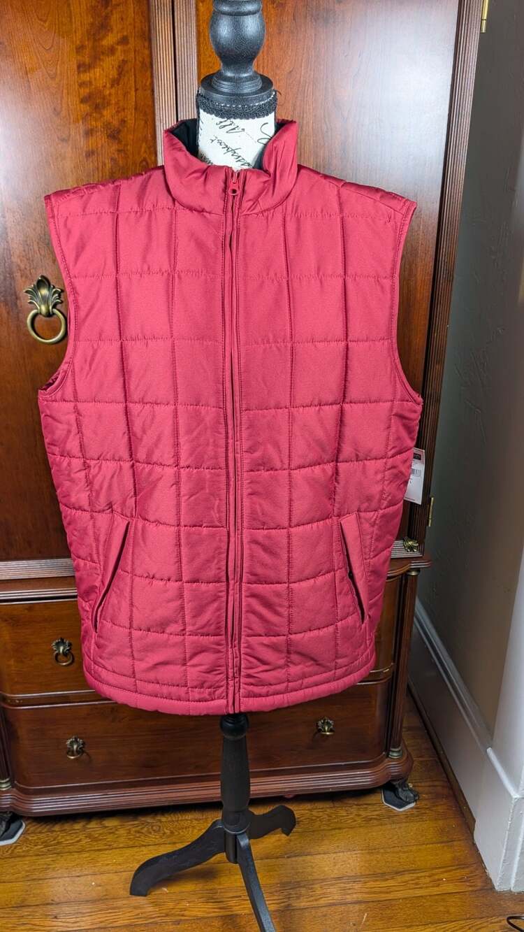 NWT Chaps Red Quilted Vest Jacket Size L Big Sky Red
